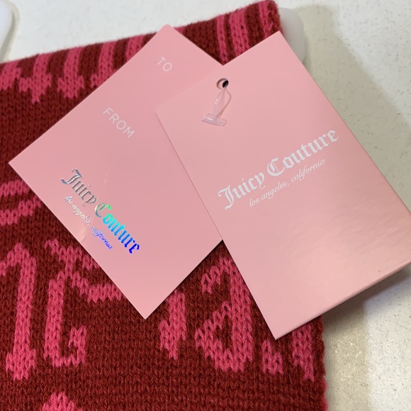 NWT Juicy Couture Scarf & Hat Set Red& Pink. - Picture 3 of 8